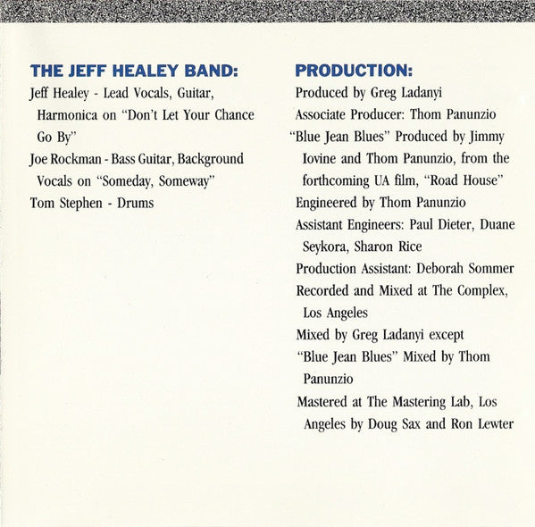 The Jeff Healey Band : See The Light (CD, Album)