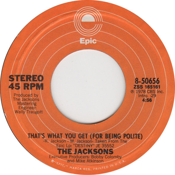 The Jacksons : Shake Your Body (Down To The Ground) (7", Single, Styrene, Ora)
