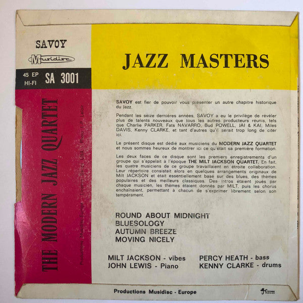 The Modern Jazz Quartet : Jazz Masters (7", EP, Blu)