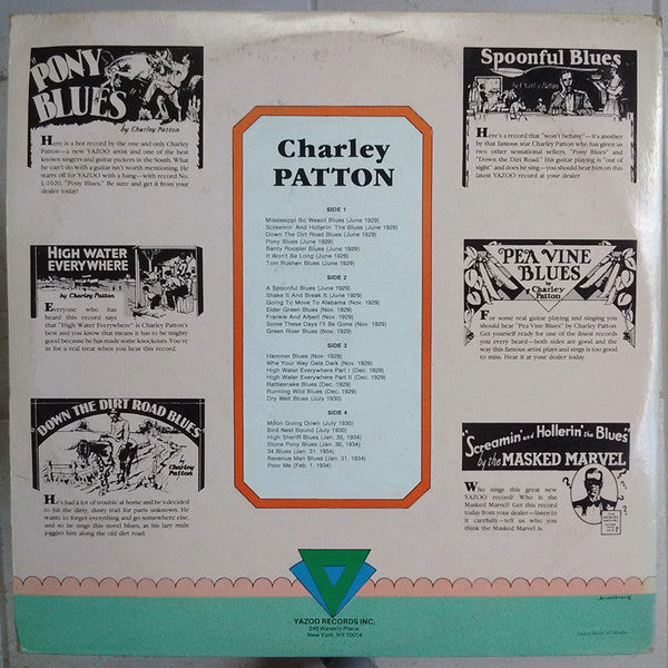 Charley Patton : Founder Of The Delta Blues 1929-1934 (2xLP, Comp, RE, RP, Gat)