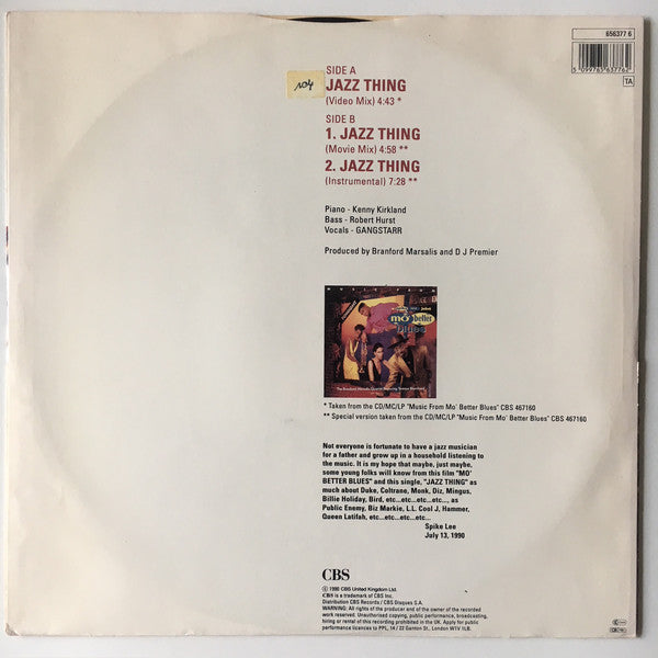 Gang Starr : Jazz Thing (12", Single)