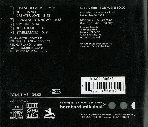 The Miles Davis Quintet : Miles (CD, Album, RE)