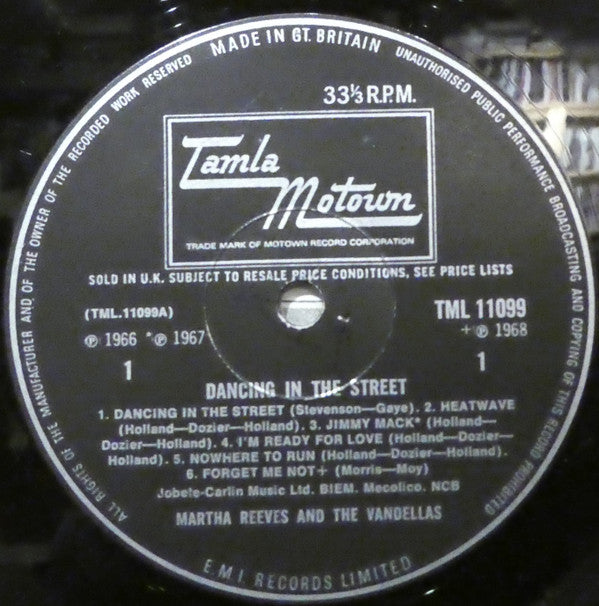 Martha Reeves & The Vandellas : Dancing In The Street (LP, Comp, Mono)