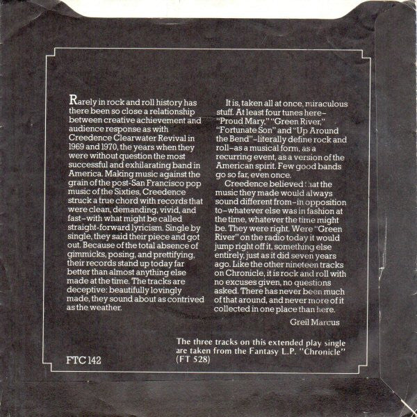 Creedence Clearwater Revival : Bad Moon Rising / Proud Mary / Green River (7", EP, Single)