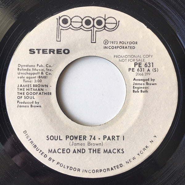 Maceo & The Macks : Soul Power 74 (7", Promo, Styrene)