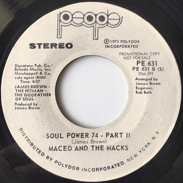 Maceo & The Macks : Soul Power 74 (7", Promo, Styrene)