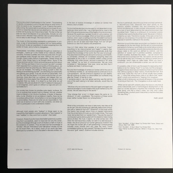 Keith Jarrett Trio : Changeless (LP, Album)