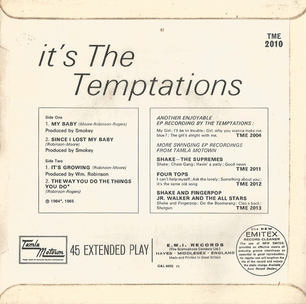 The Temptations : It's The Temptations (7", EP)