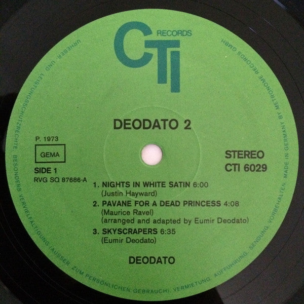 Eumir Deodato : Deodato 2 (LP, Album, Gat)
