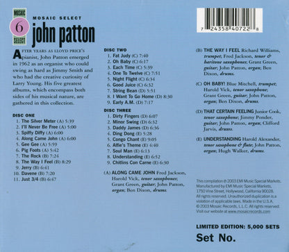 John Patton : Mosaic Select (Box, Comp, Ltd, Num + 3xCD)