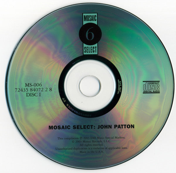 John Patton : Mosaic Select (Box, Comp, Ltd, Num + 3xCD)