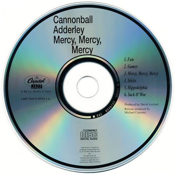 The Cannonball Adderley Quintet : Mercy, Mercy, Mercy! (Live At "The Club") (CD, Album, RE)