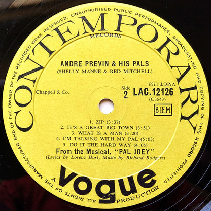 André Previn & His Pals : Modern Jazz Performances Of Songs From Pal Joey (LP, Album)