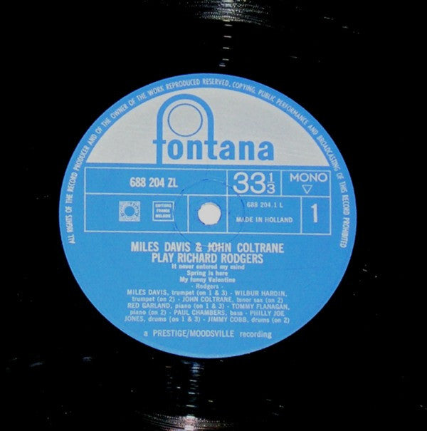 Miles Davis + John Coltrane : Play Richard Rodgers (LP, Comp, Mono)