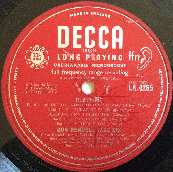Don Rendell Jazz Six : Playtime (LP, Album, Mono)