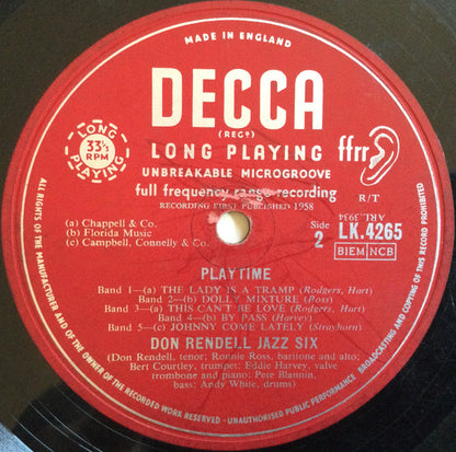 Don Rendell Jazz Six : Playtime (LP, Album, Mono)