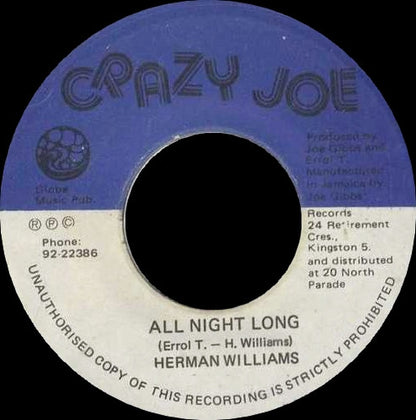 Herman Williams : All Night Long / Round The Clock (7")