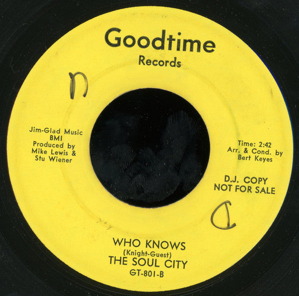 The Soul City (2) : Everybody Dance Now / Who Knows (7", Promo)