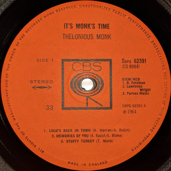 Thelonious Monk : It's Monk's Time (LP, Album)
