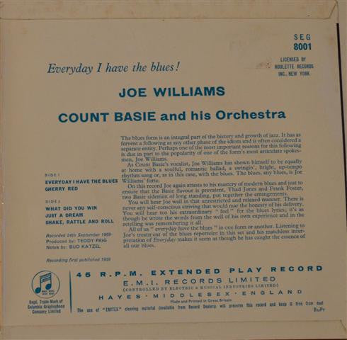 Joe Williams, Count Basie : Everyday I Have The Blues (7", EP, Mono)