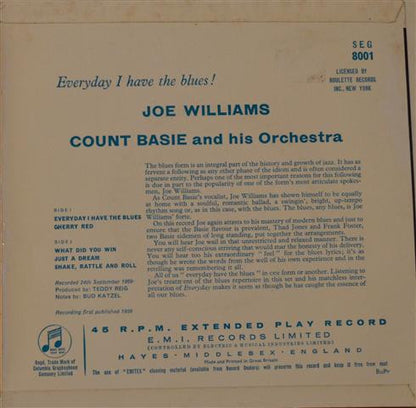 Joe Williams, Count Basie : Everyday I Have The Blues (7", EP, Mono)