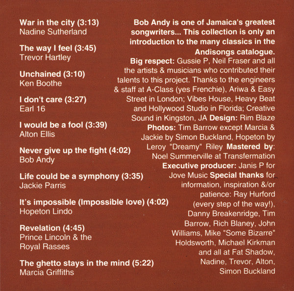 Various : The Songs Of Bob Andy (CD, Album)