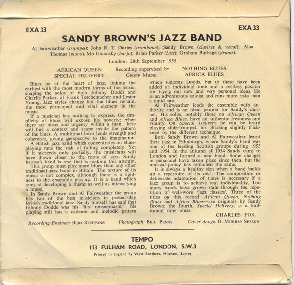Sandy Brown's Jazz Band : African Queen (7", EP)