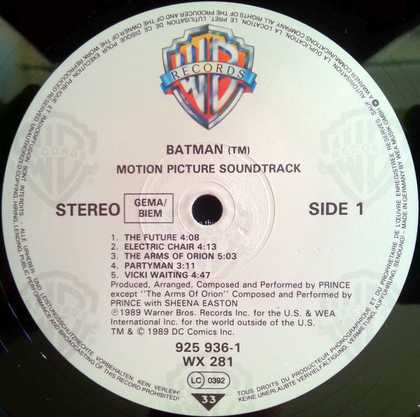 Prince : Batman™ (Motion Picture Soundtrack) (LP, Album, Tel)