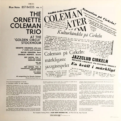 The Ornette Coleman Trio : At The "Golden Circle" Stockholm - Volume Two (LP, Album, RE)