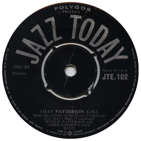 Ottilie Patterson And The Chris Barber's Jazz Band : That Patterson Girl (7", EP, Mono)