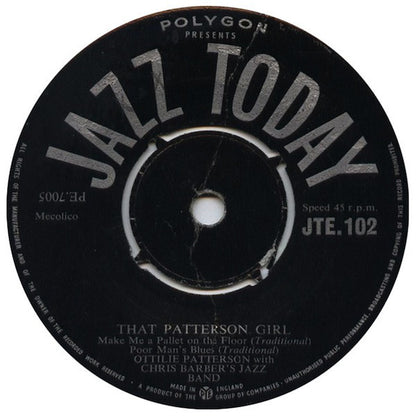 Ottilie Patterson And The Chris Barber's Jazz Band : That Patterson Girl (7", EP, Mono)