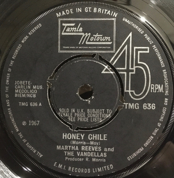 Martha Reeves & The Vandellas : Honey Chile  (7", Single, Pus)