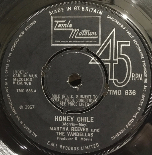 Martha Reeves & The Vandellas : Honey Chile  (7", Single, Pus)