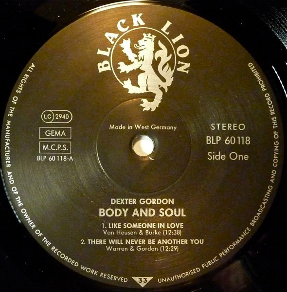 Dexter Gordon : Body And Soul (LP, Album)