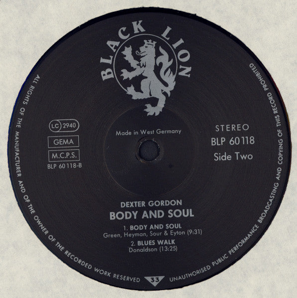 Dexter Gordon : Body And Soul (LP, Album)