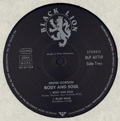 Dexter Gordon : Body And Soul (LP, Album)