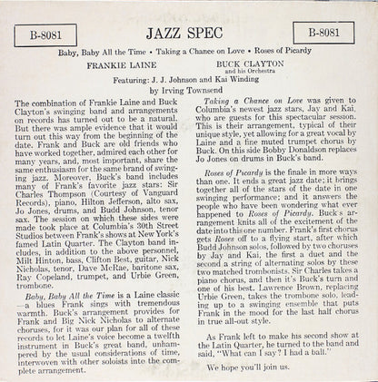 Frankie Laine And Buck Clayton And His Orchestra Featuring J.J. Johnson And Kai Winding : Jazz Spec (7", EP, Styrene)