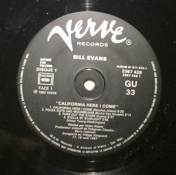 Bill Evans : California Here I Come (2xLP, Album, RE, Gat)