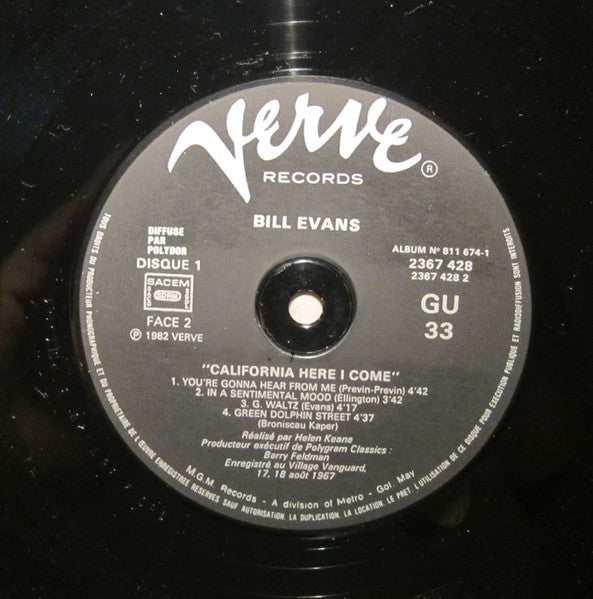 Bill Evans : California Here I Come (2xLP, Album, RE, Gat)