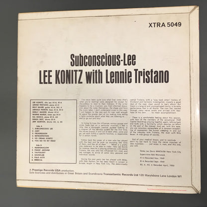 Lee Konitz With Lennie Tristano : Subconscious-Lee (LP, Comp, RE)