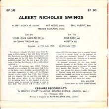 Albert Nicholas Quartet : Albert Nicholas Swings.... (7", EP)