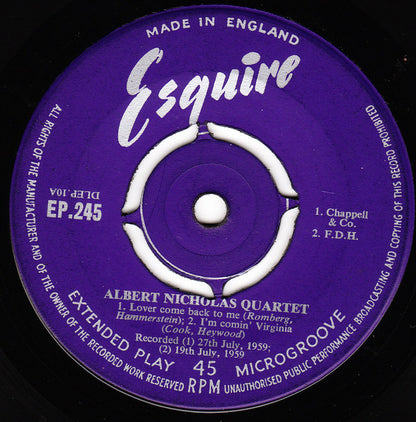 Albert Nicholas Quartet : Albert Nicholas Swings.... (7", EP)