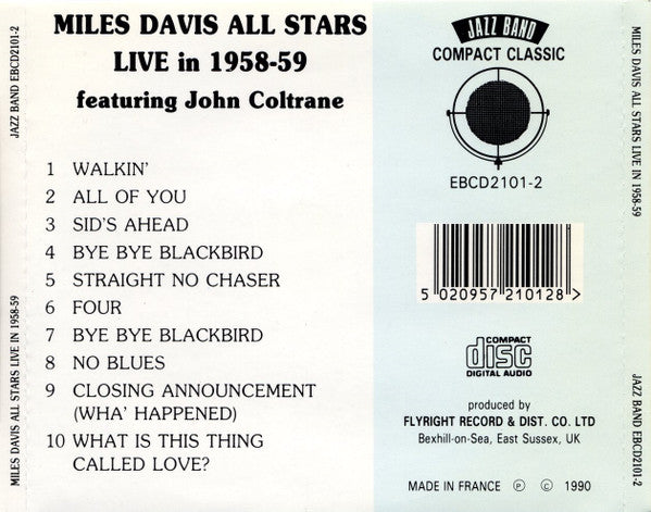 Miles Davis All Stars Featuring John Coltrane : Live In 1958-59 (CD, Comp)