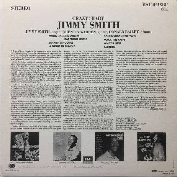 Jimmy Smith : Crazy! Baby (LP, Album, RE, RM, DMM)