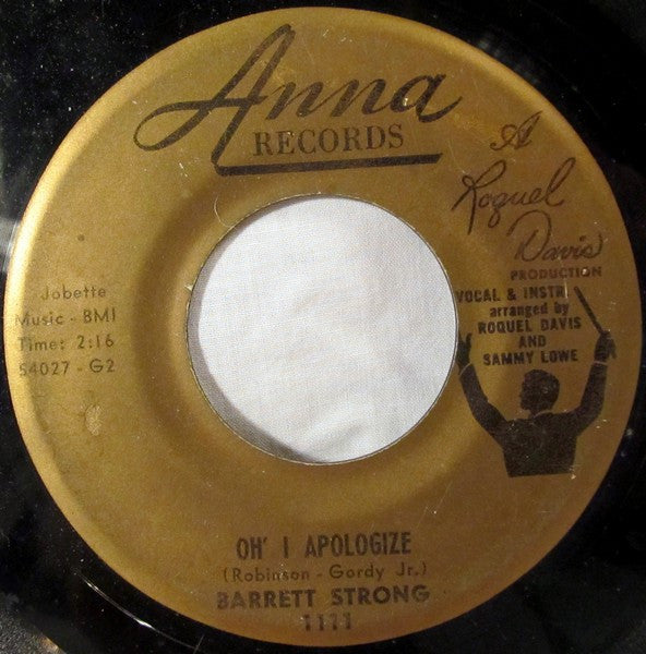 Barrett Strong : Money (That's What I Want) / Oh' I Apologize (7", Single, RE)