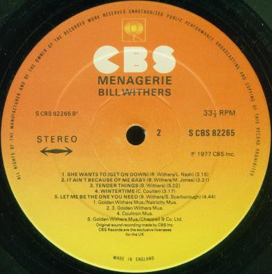 Bill Withers : Menagerie (LP, Album)