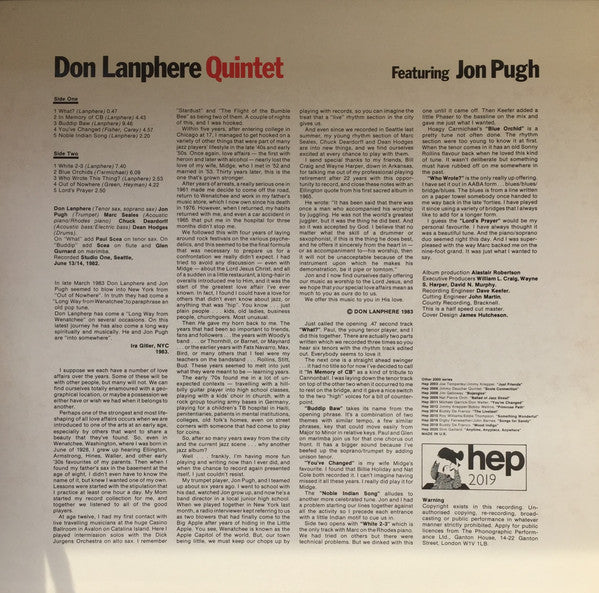 Don Lanphere Quintet Featuring Jon Pugh (2) : From "Out Of Nowhere" (LP, Album)