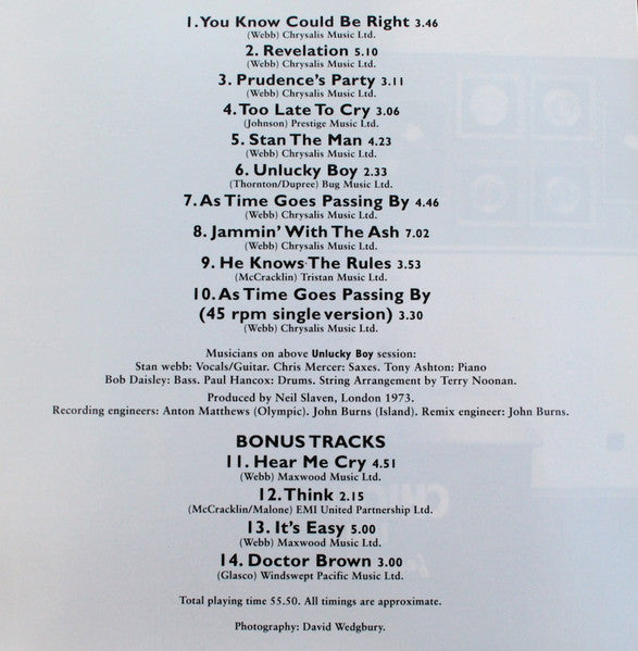 Chicken Shack Featuring Stan Webb (2) : Unlucky Boy (CD, Album, RE)