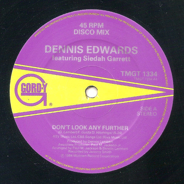 Dennis Edwards Featuring Siedah Garrett : Don't Look Any Further (12", Single)