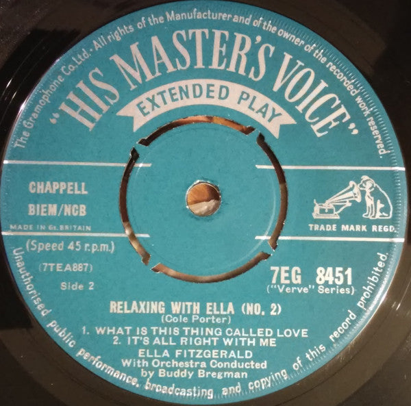 Ella Fitzgerald With The Buddy Bregman Orchestra : Relaxing With Ella (No. 2) (7", EP)